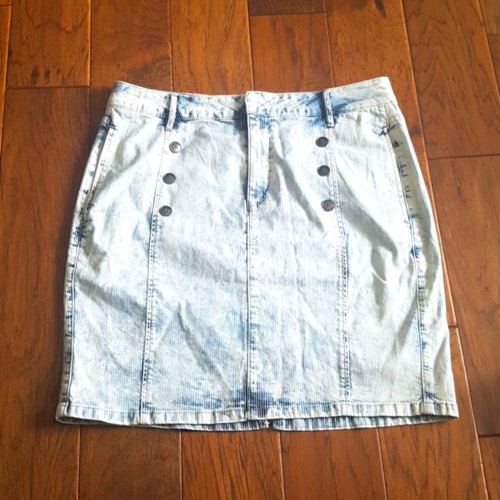 Max Jeans Acid Wash Jean Skirt w Pockets Size 14